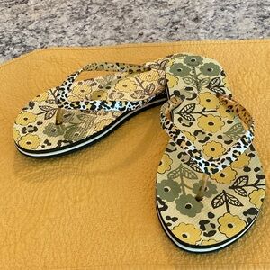 Vera Bradley Floral Yellow and Black Flip Flops